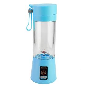 Portable Juicer Blender USB Rechargeable Juicer Cup Fruit Baby Food Mixing Machine w/ 6 Blades Powerful Motor (Option: Blue)
