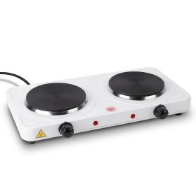 2000W Double Electric Burner Portable Dual Counter Stove Countertop Hot Plate Kitchen Cooker Stove with 5 Gear Temperature Control (Option: US)