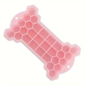 1pc Silicone Ice Tray With Lid; Large Capacity Ice Box; Bone Shaped Silicone Ice Tray; Homemade Ice Cube Mold; Kitchen Tools (Color: Pink)