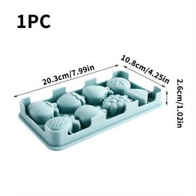 1pc; Food Grade Silicone Ice Tray; Ice Cube Mold; Cold Drinking Ice Mold; 8 Grids Fruit Ice Tray; Chocolate Cookie Mold 7.99*4.25in (Quantity: 8 Grid Fruit Model Ice Tray 1pc)
